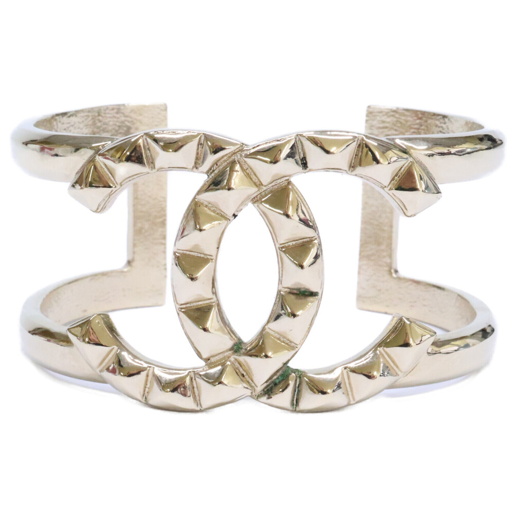 CHANEL A17C Studded Coco Mark Bangle, Light Gold, Women's